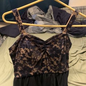 High low dress from prom girl. size 9 altered to a size 6. navy blue and nude